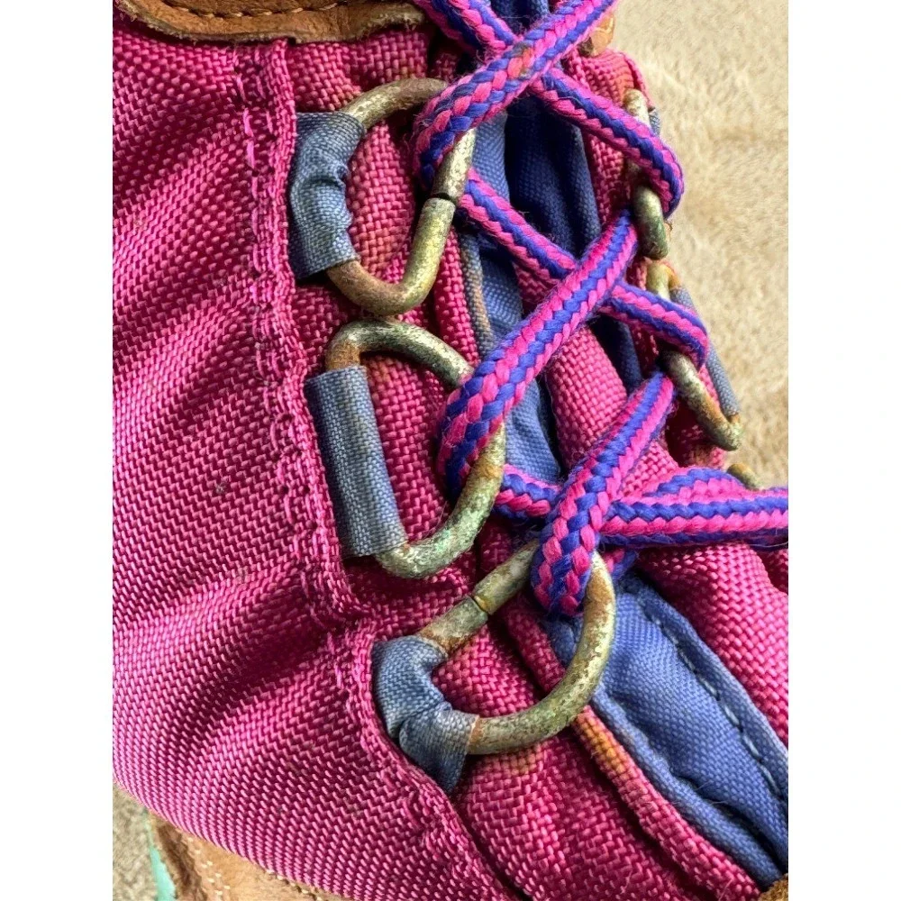 90s Vintage Eddie Bauer Duck Boots Womens 6 Colorblock Teal Magenta Blue Rare
